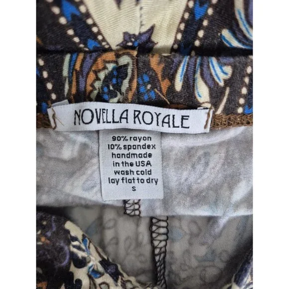 Novella Royale Janis Boho Floral Bell Bottoms Pants Size Small - Picture 5 of 6